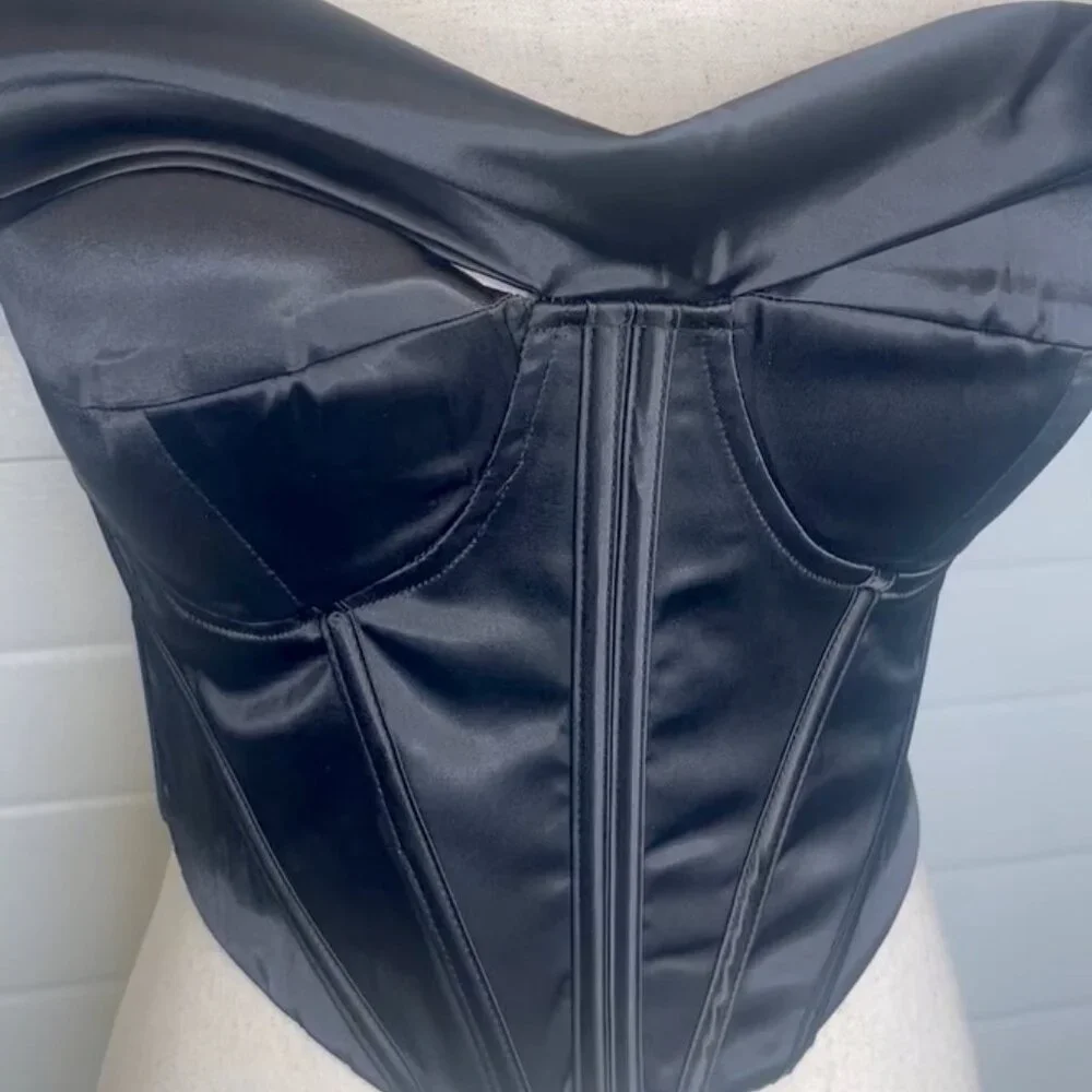 Black Silky Bustier Black - Picture 4 of 7